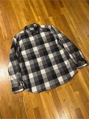Carhartt Men's Black and White Plaid Button-Up Shirt